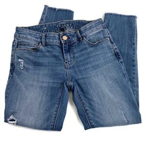 White House Black Market Distressed Blue Skinny Jeans